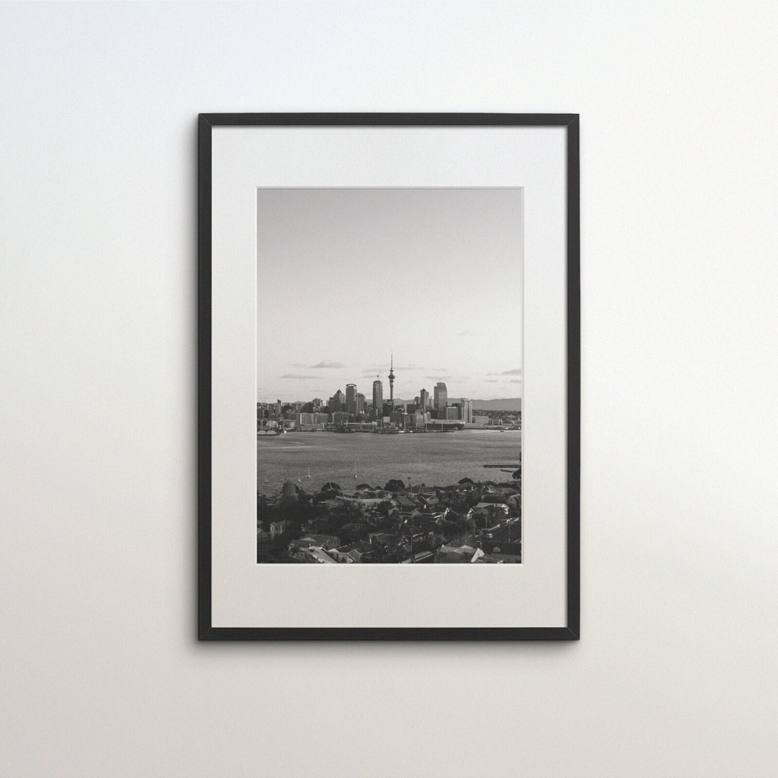 Auckland, New Zealand, Instant Download, Black White Photography, Wall Art, Travel Poster, New Zealand Art Print, Skyline, Citycenter