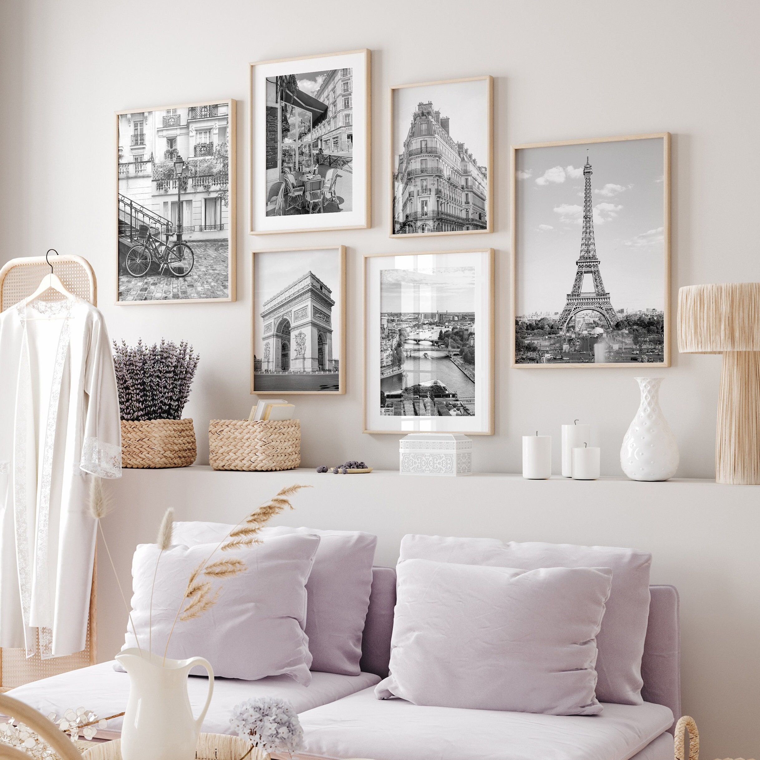 Paris France Black & White Wall Art Set of 6, Paris City Prints ...