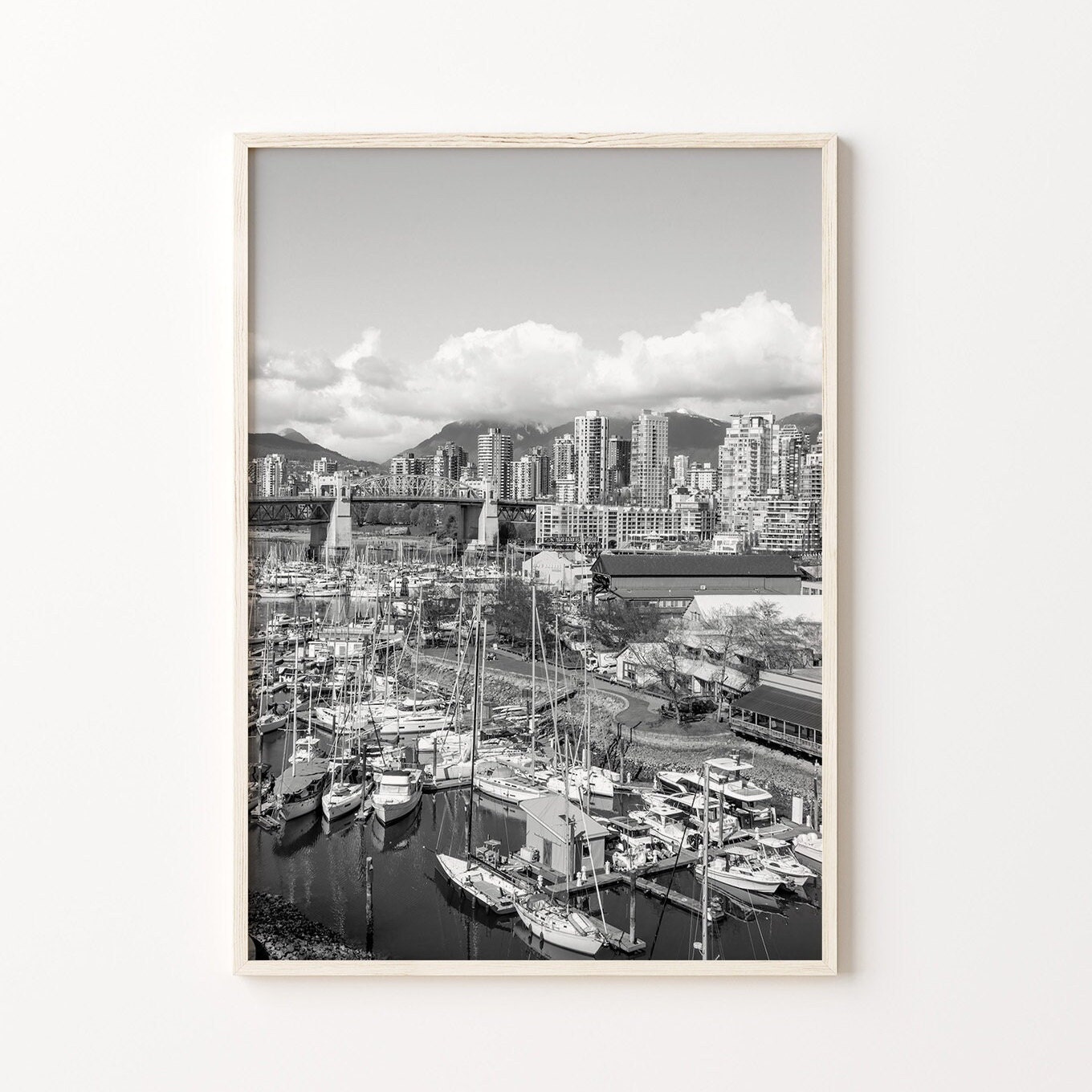 バンクーバーの白黒ウォールアート6点セット、カナダのプリント、即時