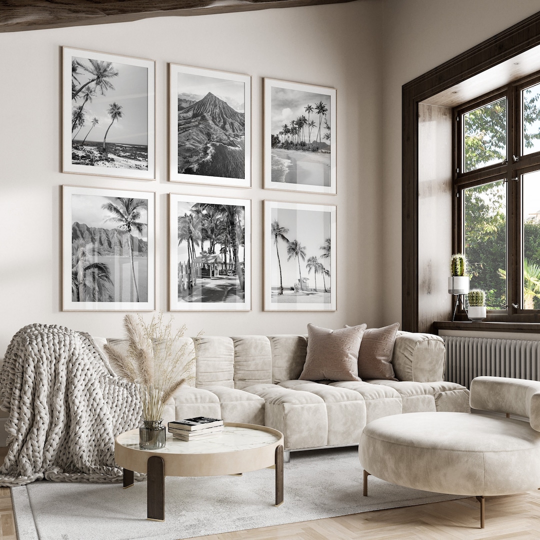 Hawaii Black & White Wall Art Set of 6, Hawaii Beach Prints, Instant ...