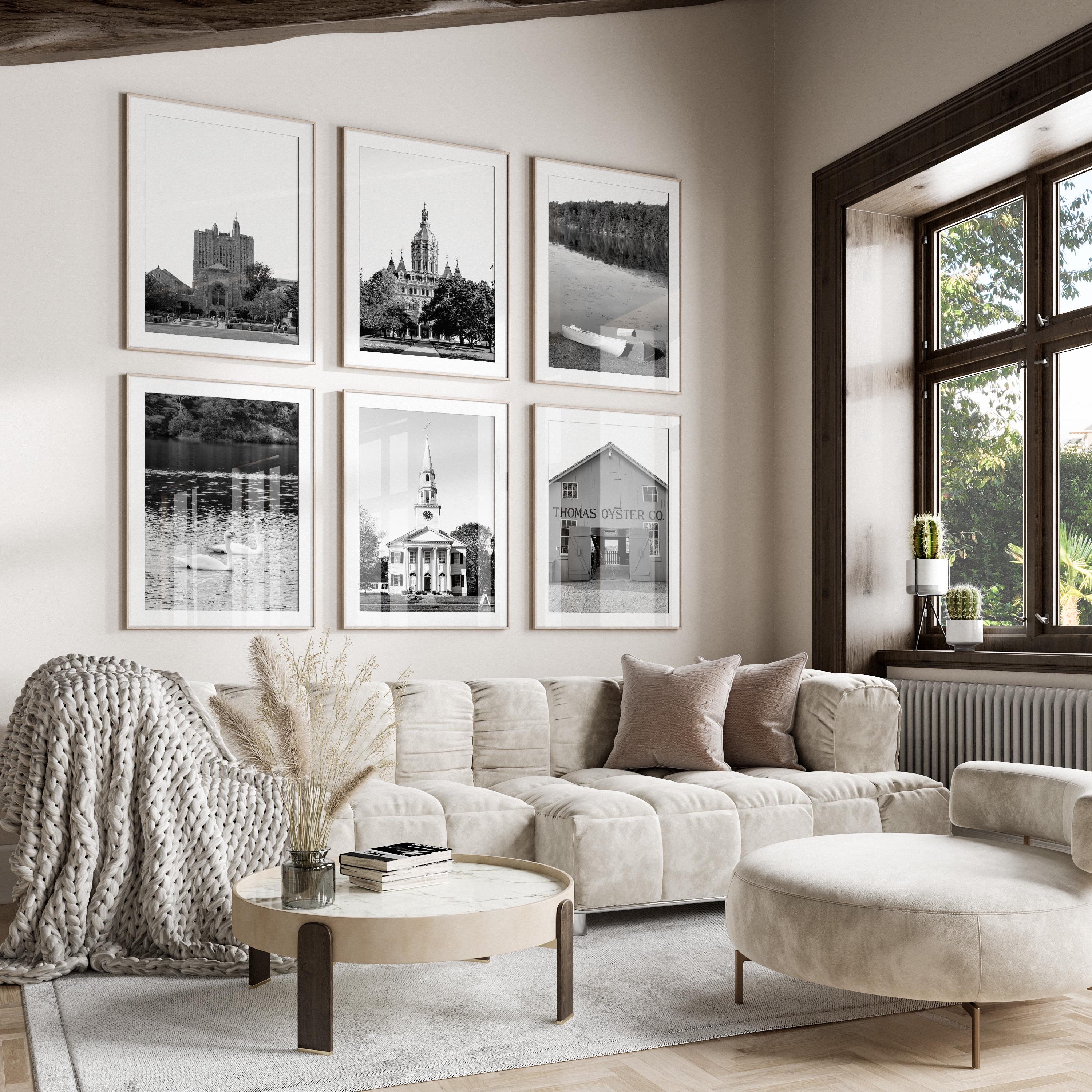 Connecticut State Black & White Wall Art Set of 6, Connecticut Prints, Instant Download, Gallery Wall Set, Hartford Posters, New Haven
