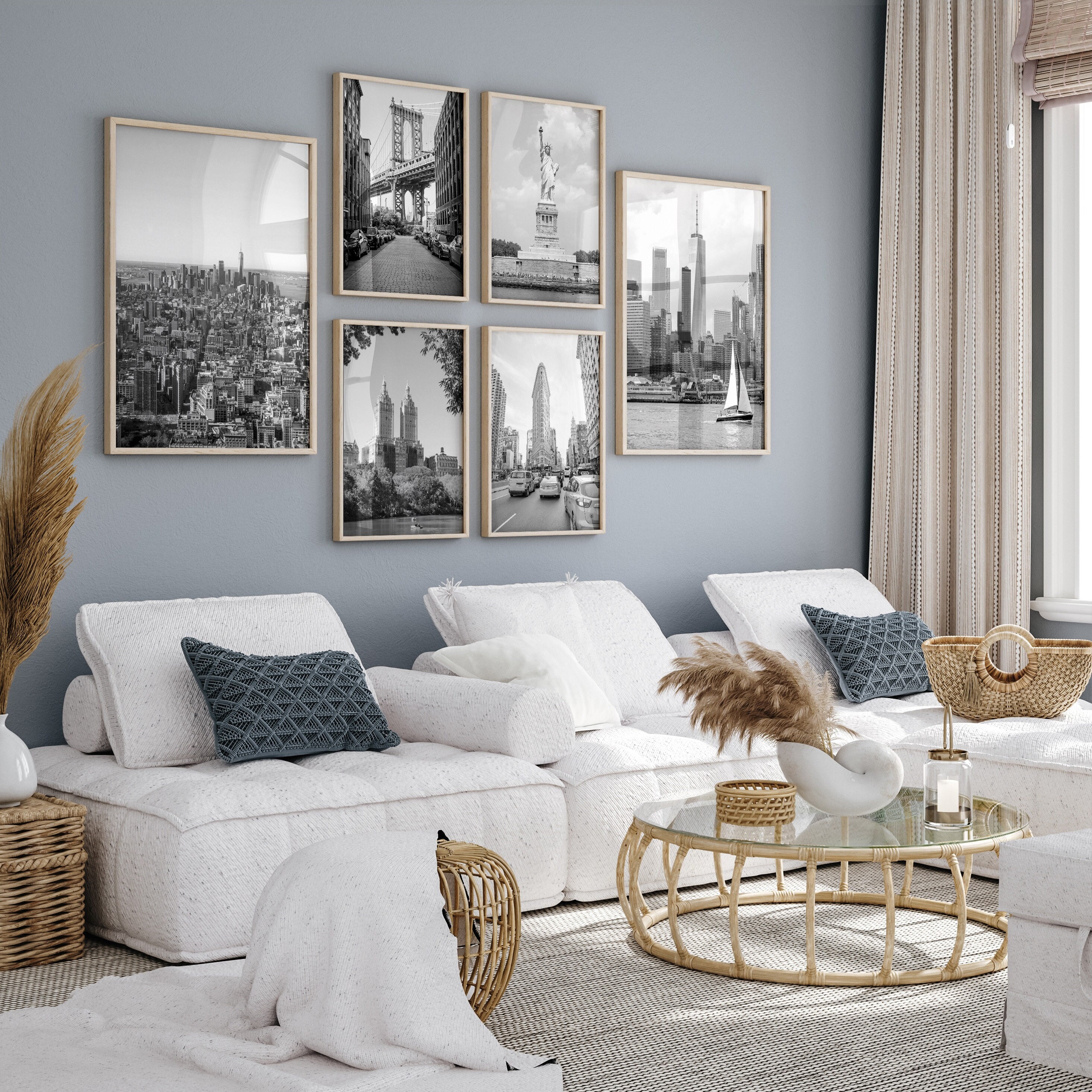 New York City Black & White Wall Art Set of 6, NYC Prints, Instant ...