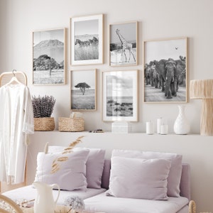 Africa Black & White Wall Art Set of 6, African Safari Prints, Instant ...