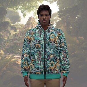 Mystic Eyes Cotton Zipped Hoodie - Spiritual & Vibrant Design