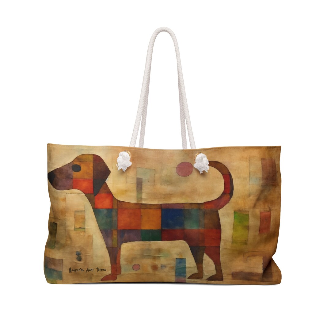 Dachshund Dog Art Tote Bag Colorful Dog Art Gift Dog Beach Etsy