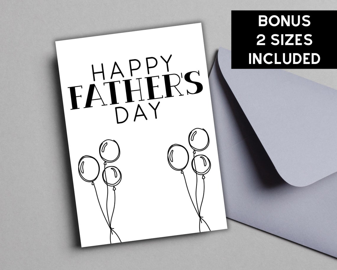 Happy Father's Day Printable Card Instant Download PDF Father's Day ...