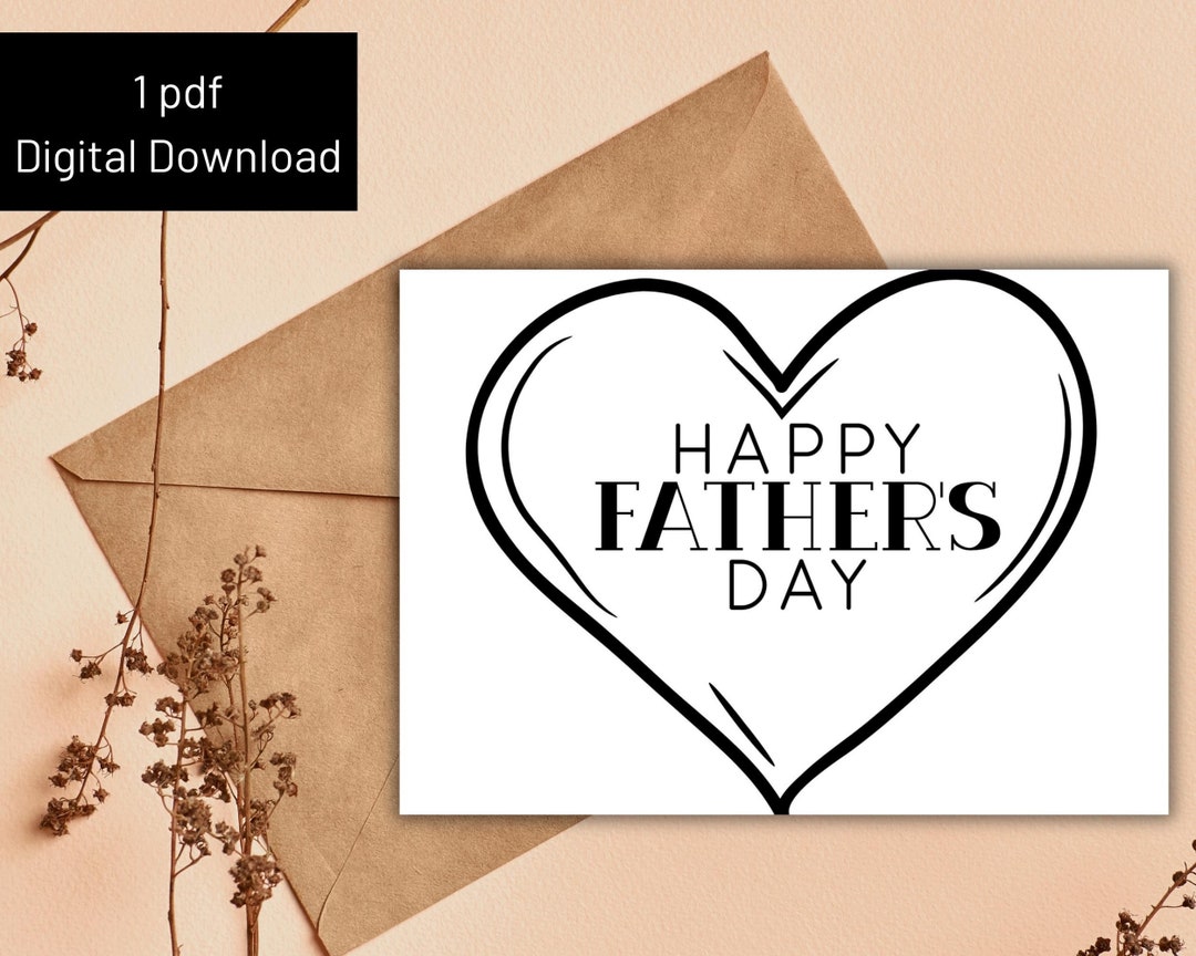 Happy Father's Day Printable Card Instant Download PDF Father's Day ...