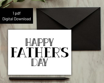Happy Father's Day Printable Card Instant Download PDF Father's Day ...