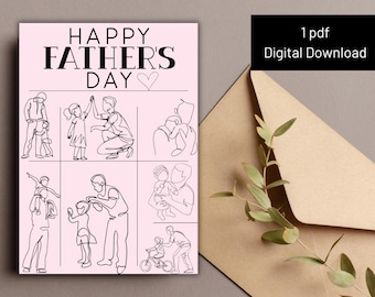 Happy Father's Day Printable Card Instant Download PDF - Etsy