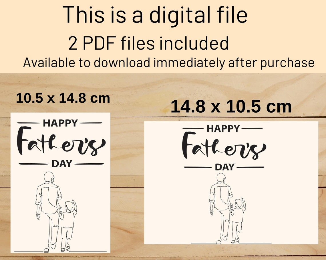 Happy Father's Day Printable Card Instant Download PDF Father's Day ...