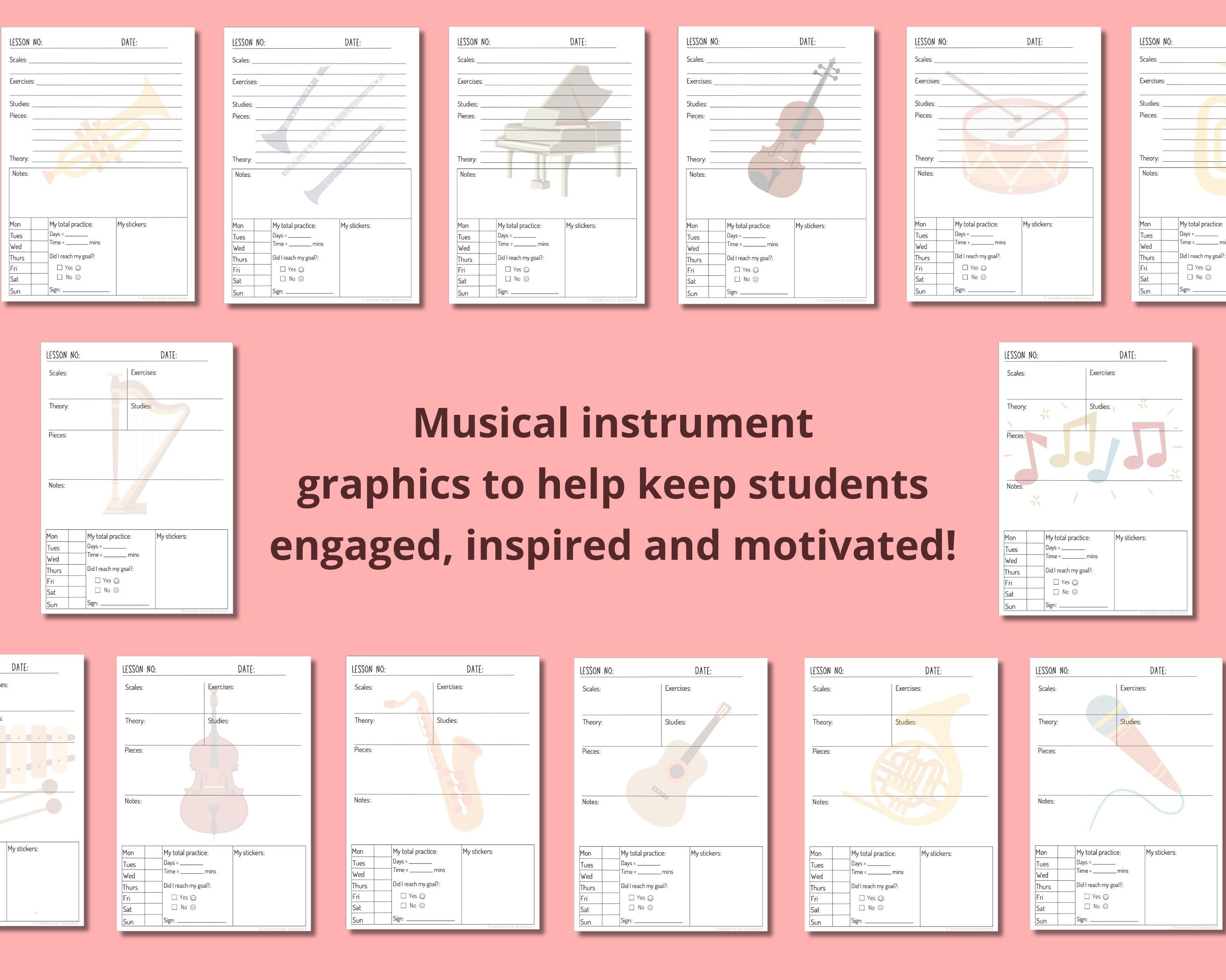 Music Instruments Plan.pdf Music Lesson Plan - Instrument Theme - Practice Sheet Student Musician ...