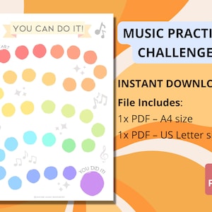 Music Practice Challenge Music Practice Reward Tracker for Kids Music Practice Student Chart Download Music Teacher Fun Practice