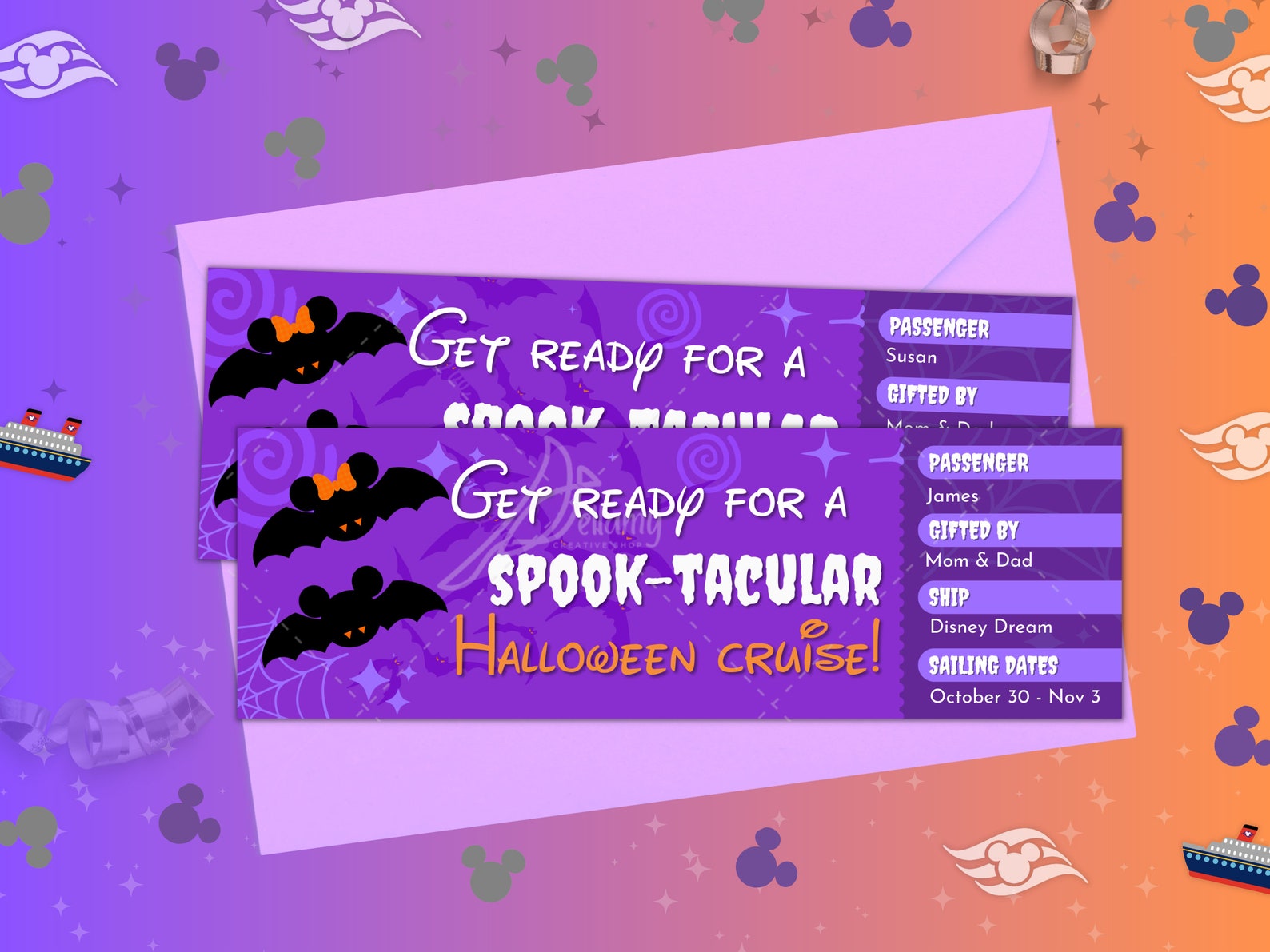 Surprise Cruise Ticket Halloween on the High Seas Printable Surprise ...