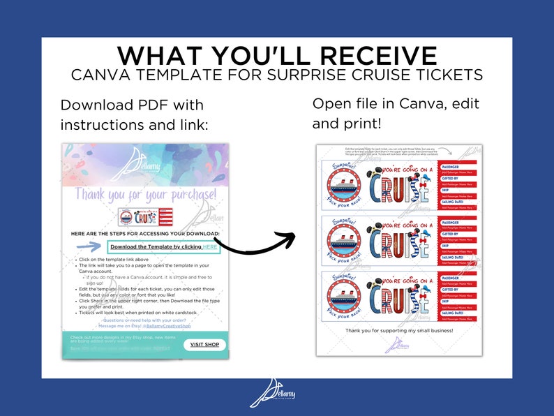 Surprise Cruise Ticket Reveal Mouse Boat Boarding Pass Digital ...