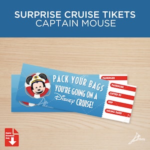 Entradas sorpresa del Capitán Mickey Regalo de crucero imprimible Sorpresa DCL Regalo de crucero de cumpleaños Regalo de crucero navideño Tarjeta de embarque sorpresa de Navidad