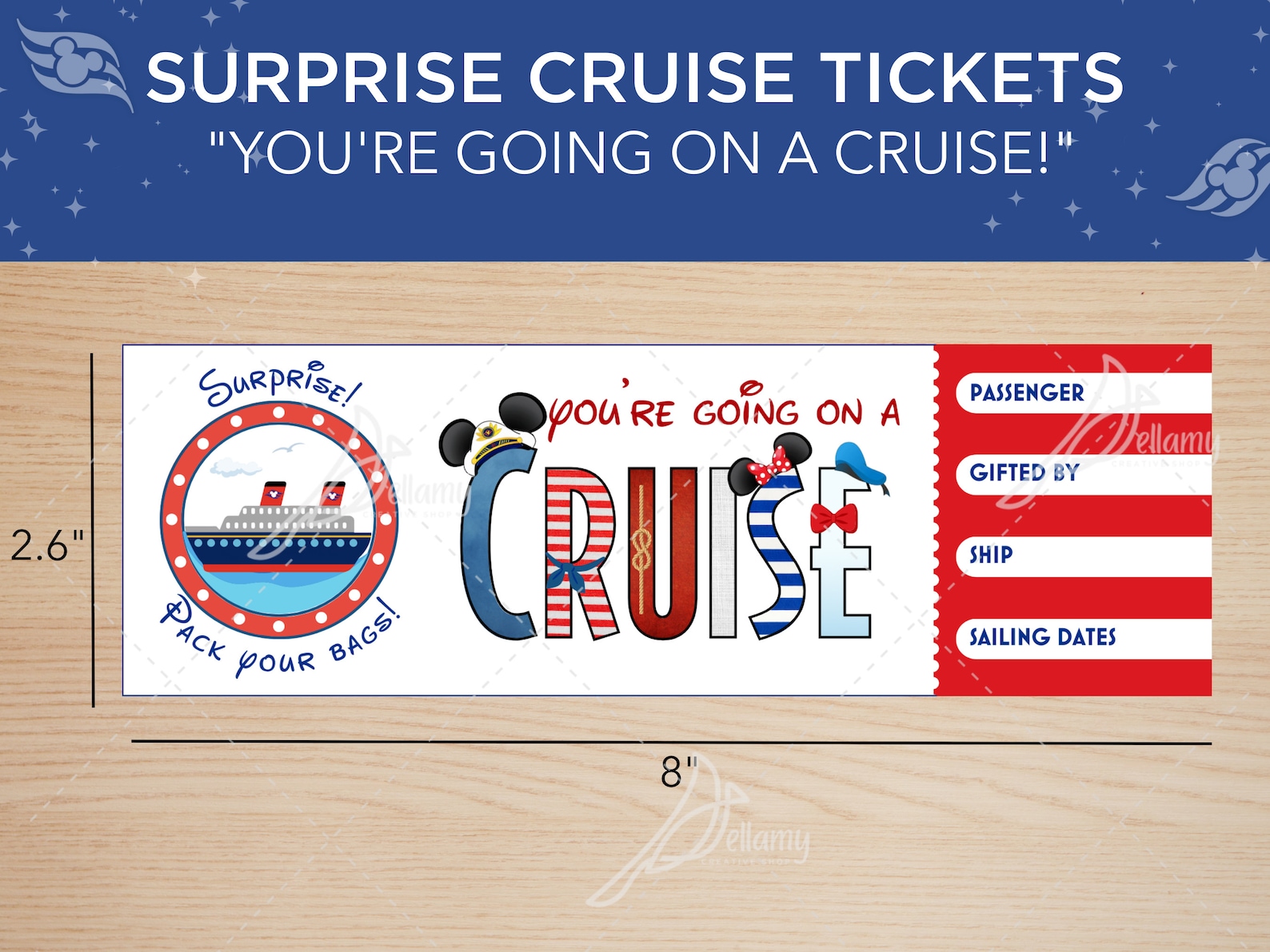 Surprise Cruise Ticket Reveal Mouse Boat Boarding Pass Digital ...