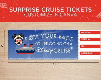Disney Cruise Surprise Ticket Printable, Customizable Vacation Gift (Digital PDF)