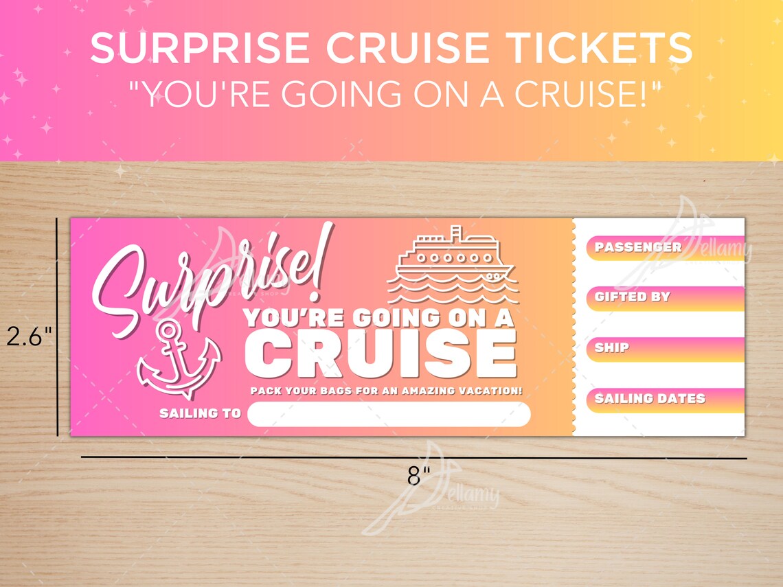 Surprise Cruise Ticket Reveal Gift Boarding Pass Digital Printable ...