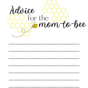 Digital Download - Advice for the Mom-to-Be - Baby Shower Activity for Guests - Yellow Bumble Bee