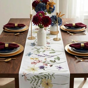 Wildflower Table Runner: Cotton or Polyester Floral Centerpiece