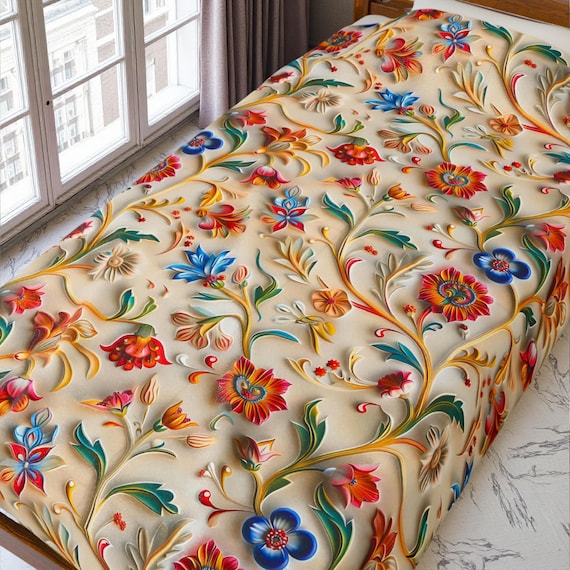 Colorful Floral Blanket Soft Cozy Throw with Vibrant Botanical Design