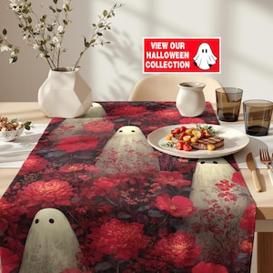 Halloween Table Runner: Gothic Roses, Retro Cats, Haunted House - 16&quot; x 72&quot;/90&quot;
