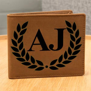 Cartera de cuero personalizada: billetera delgada plegable con monograma personalizado para hombre, regalo para él, regalo para papá, tarjetero elegante y duradero.