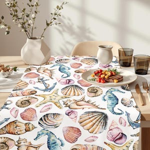 Sand Dollar Coastal Table Runner – Nautical Beach Table Decor for Summer | Cotton or Polyester | Coastal Farmhouse Dining Runner