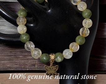 Abundance Bracelet. Jade and Citrine. Attract success and luck. Healing Energy. Layer-friendly green Jade and Citrine Bracelet by Gigi's