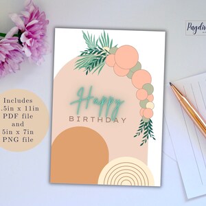 Happy Birthday Greeting Card, Balloons, Arches Digital Download ...