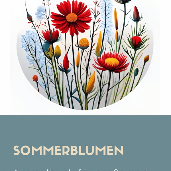 Malbuch Sommer Blumen für große und kleine Kinder - digital