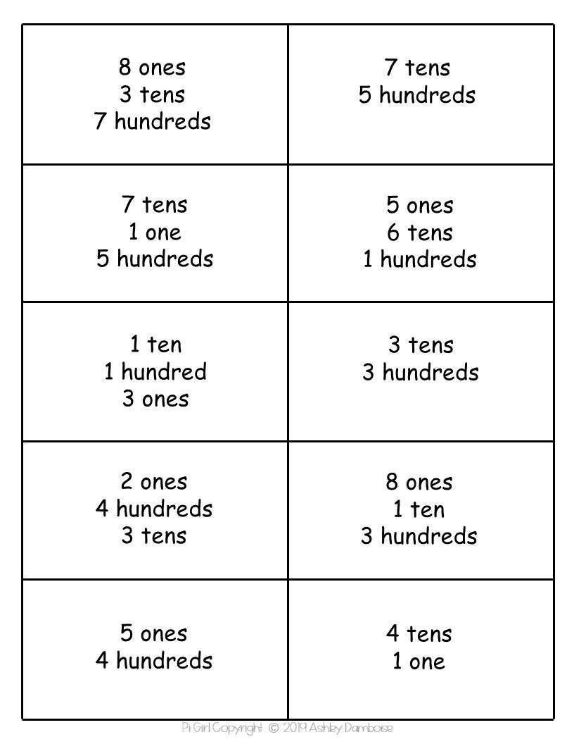 War Card Game- Place Value- Expanded Form- Unit Form- Word Form ...