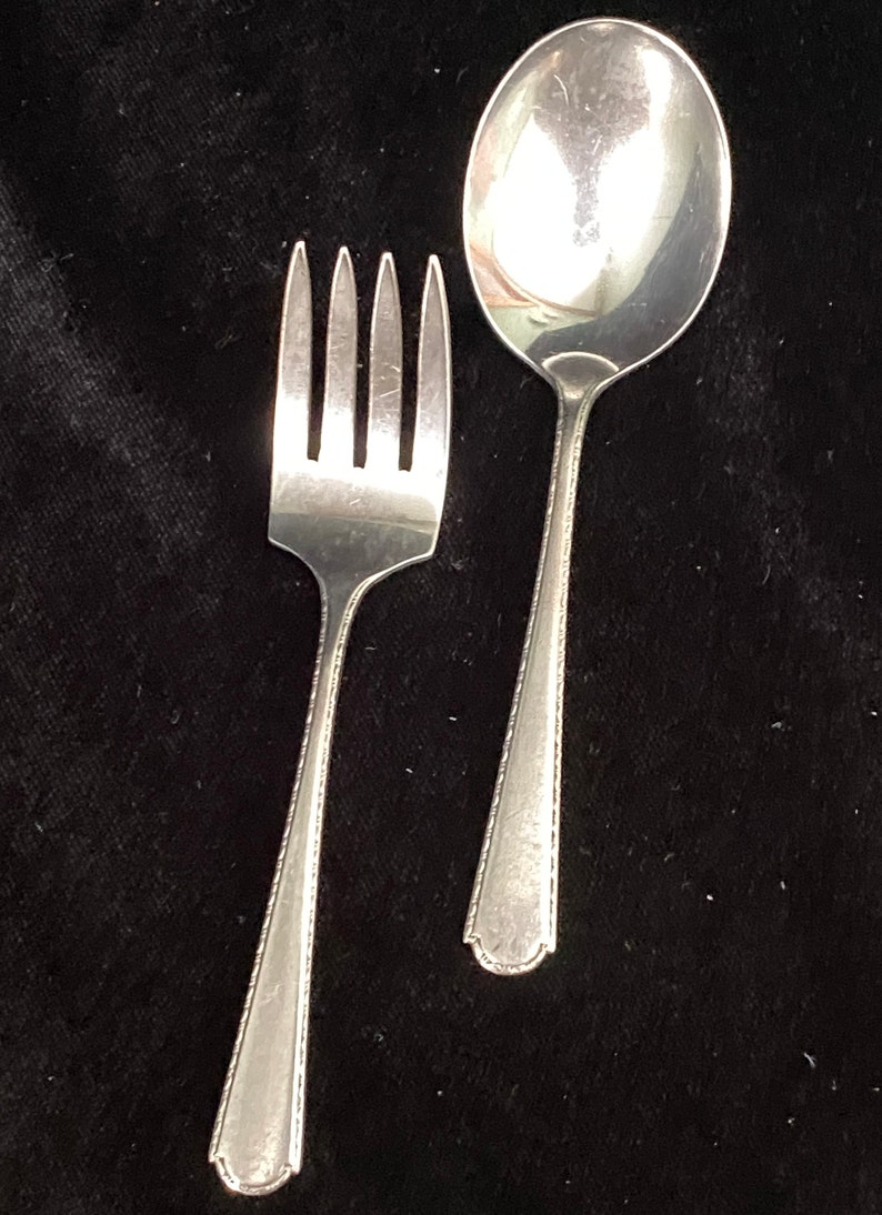 Sterling Silver Infant Feeding Fork and Spoon Set, virginia by Weidlich