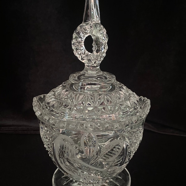 Hofbauer Sugar Bowl with Lid, "The Byrdes Collection", 24% Lead Crystal, Bavaria, W. Germany