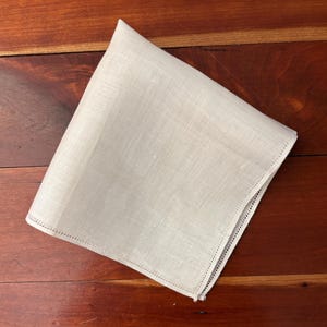 Vintage 1950s Irish Linen Ladies’ Handkerchief | 11x11 Hemstitched White Hanky | Mid-Century Bridal Accessory