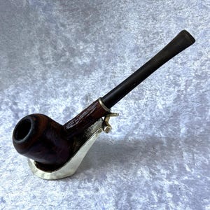 Vintage French Real Cherry Pipe – 6.25” Hand-Carved Wood Tobacco Pipe, Natural Bark Finish, Made in France, Rustic Vintage Style