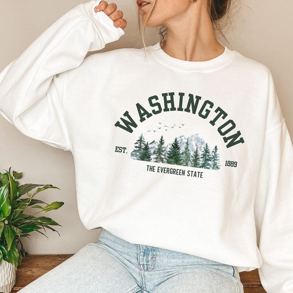 Washington Sweatshirt, The Evergreen State, Washington Crewneck, Travel Sweatshirt, Washington State Pullover Sweater
