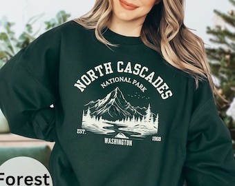 North Cascades National Park Sweatshirt: Unisex Hiking Crewneck