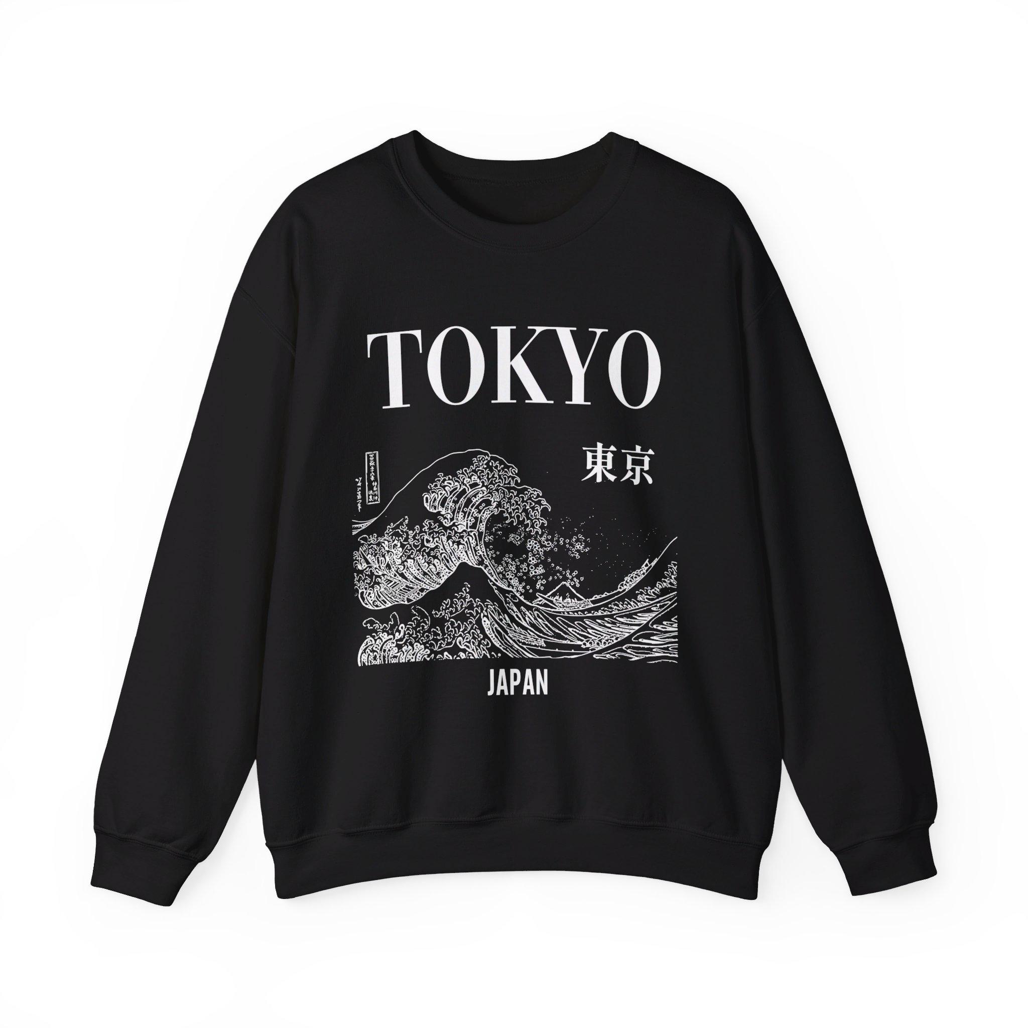 Tokyo Japan Crewneck Sweatshirt: Vintage Graphic Wave Sweater - Etsy