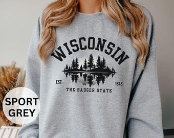 Wisconsin Sweatshirt, Forest Lake Design, Cozy Unisex Crewneck