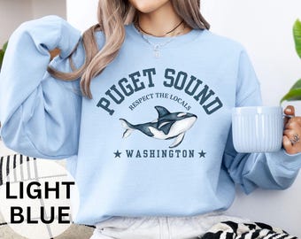 Puget Sound Orca Whale Sweatshirt: Seattle Souvenir Gift