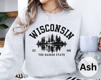 Wisconsin Sweatshirt, Forest Lake Design, Cozy Unisex Crewneck