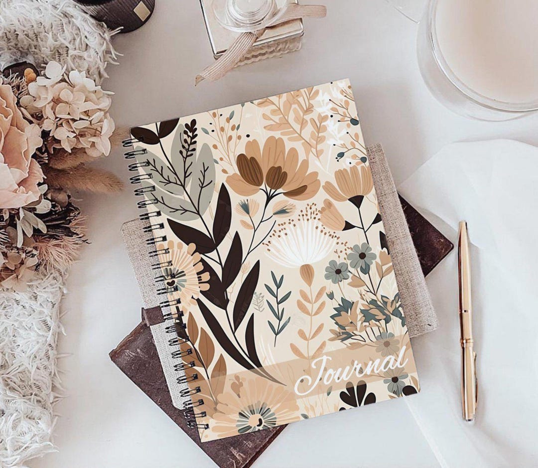 Boho Floral Journal, Boho Floral Spiral Notebook, Flower Notebook ...