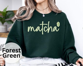Matcha Lover Crewneck Sweatshirt: Soft Cotton-Blend Green Tea Sweater