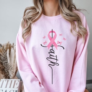 Breast Cancer Sweatshirt, Faith Breast Cancer Warrior Sweatshirt, Breast Cancer Awareness, Breast Cancer Support Sweater, Pink Ribbon Shirt