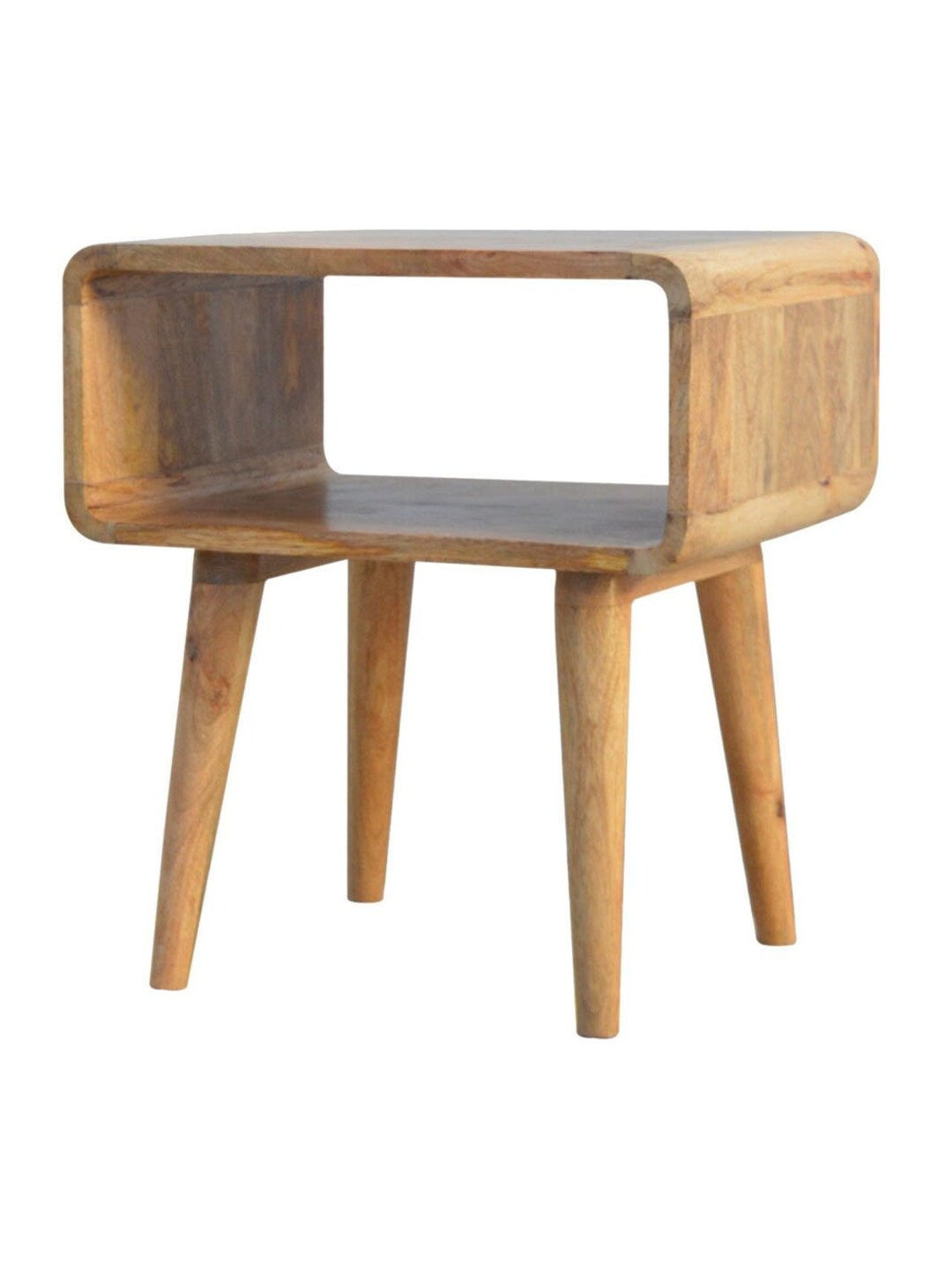 Handmade Curved Open Nightstand Mango Wood Bedside Table With Etsy