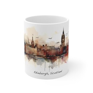 Edinburgh Mug, Scotland 11oz ceramic mug for coffee, tea and more. Travel souvenir, unique gift and special gift for men and women. great.