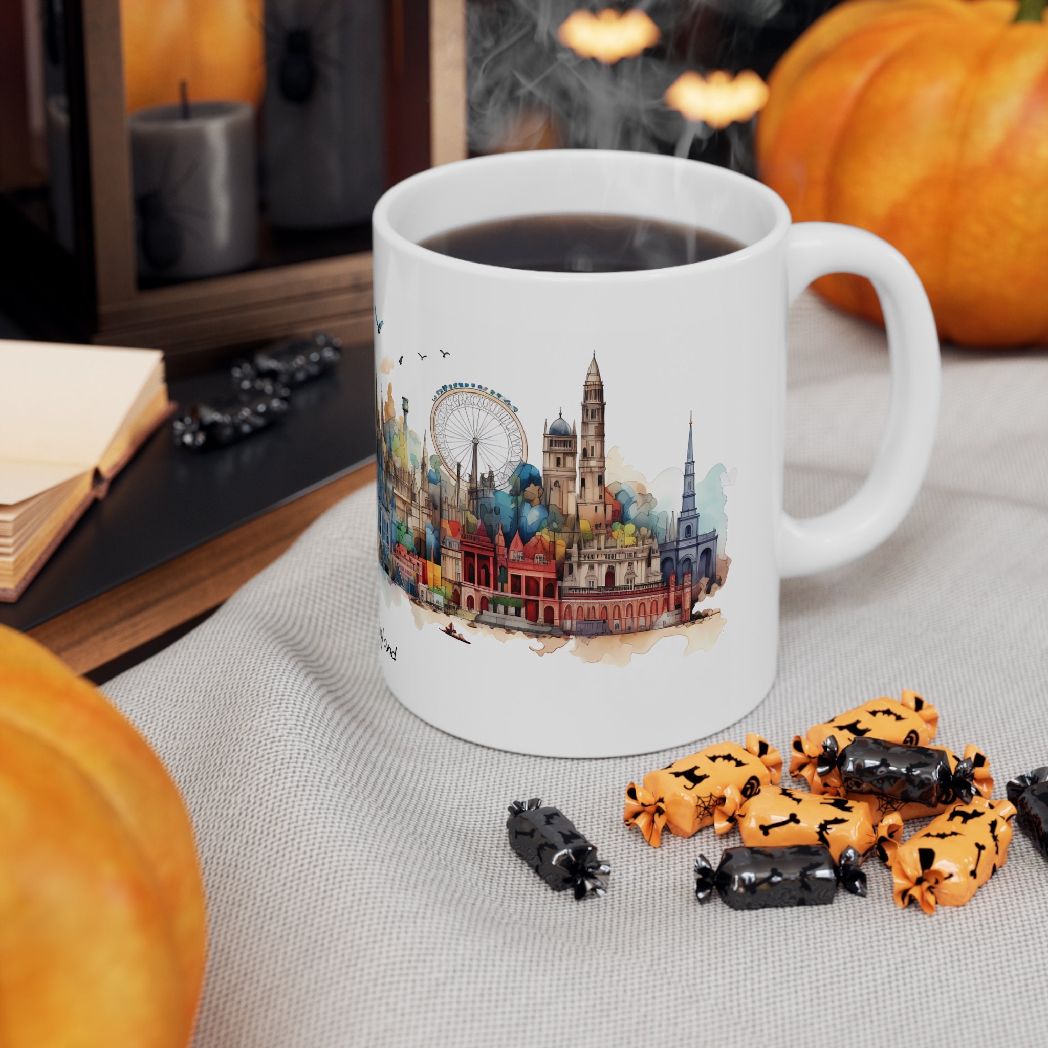Discover London Mug, England 11oz ceramic mug for coffee, tea and more. Travel souvenir