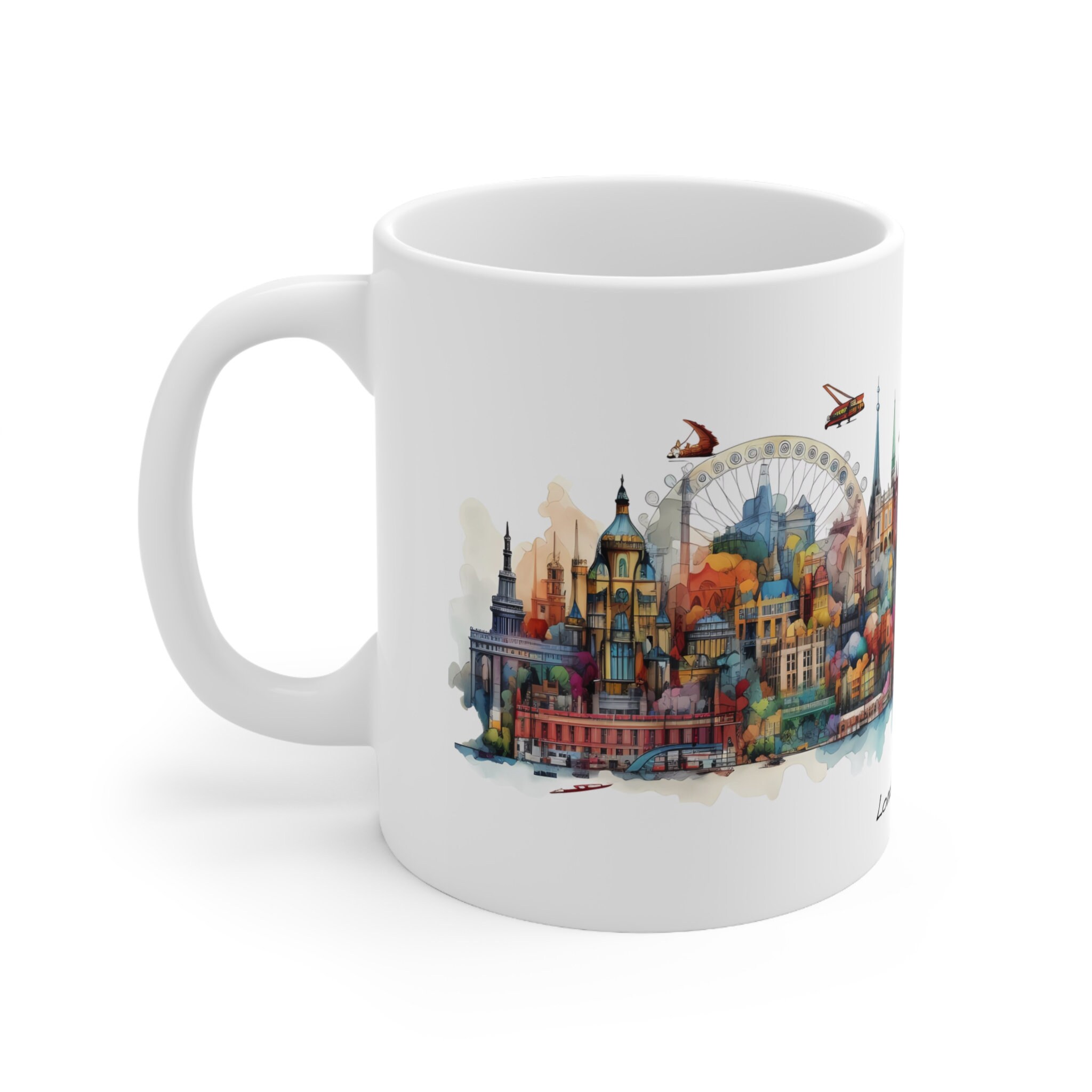 Discover London Mug, England 11oz ceramic mug for coffee, tea and more. Travel souvenir