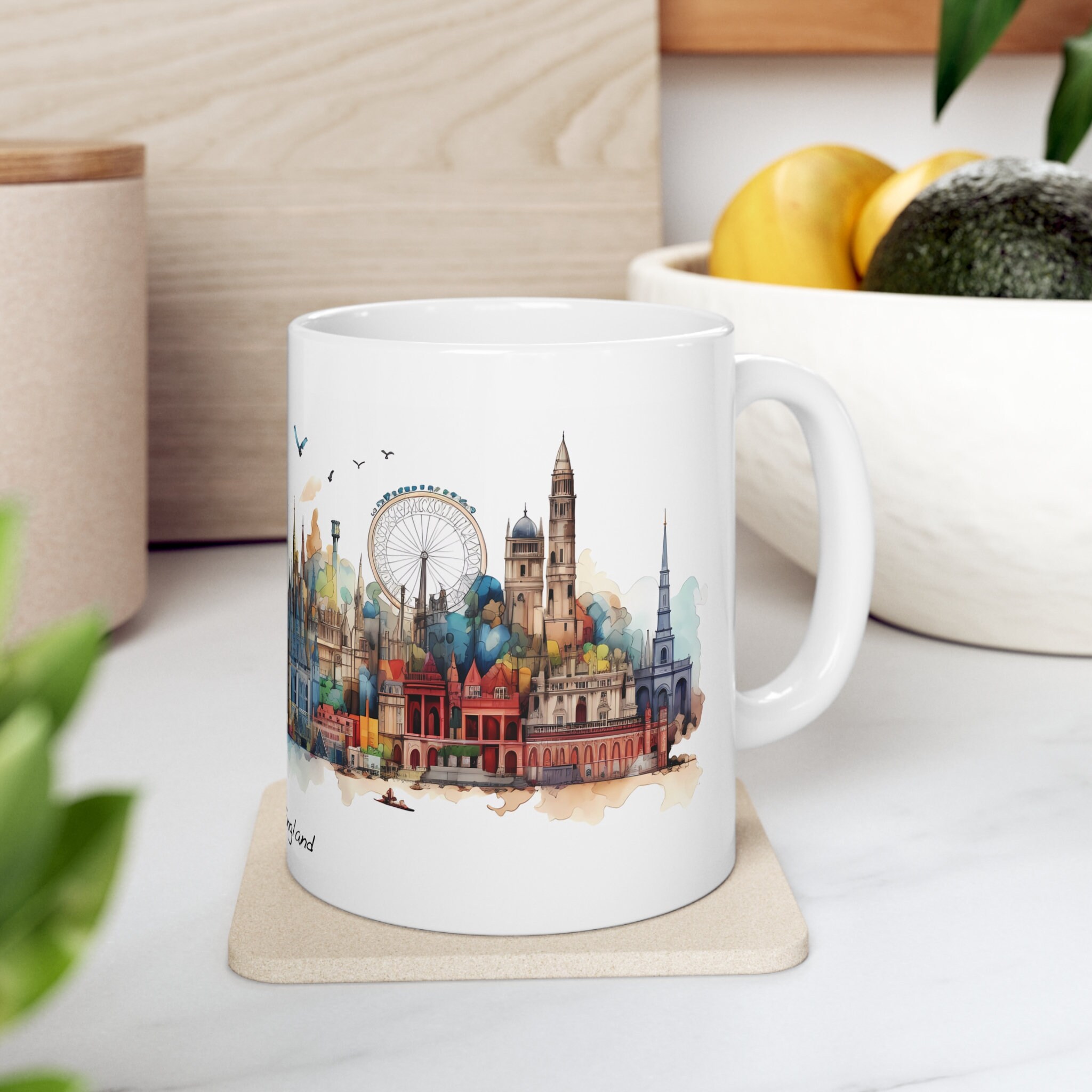 Discover London Mug, England 11oz ceramic mug for coffee, tea and more. Travel souvenir